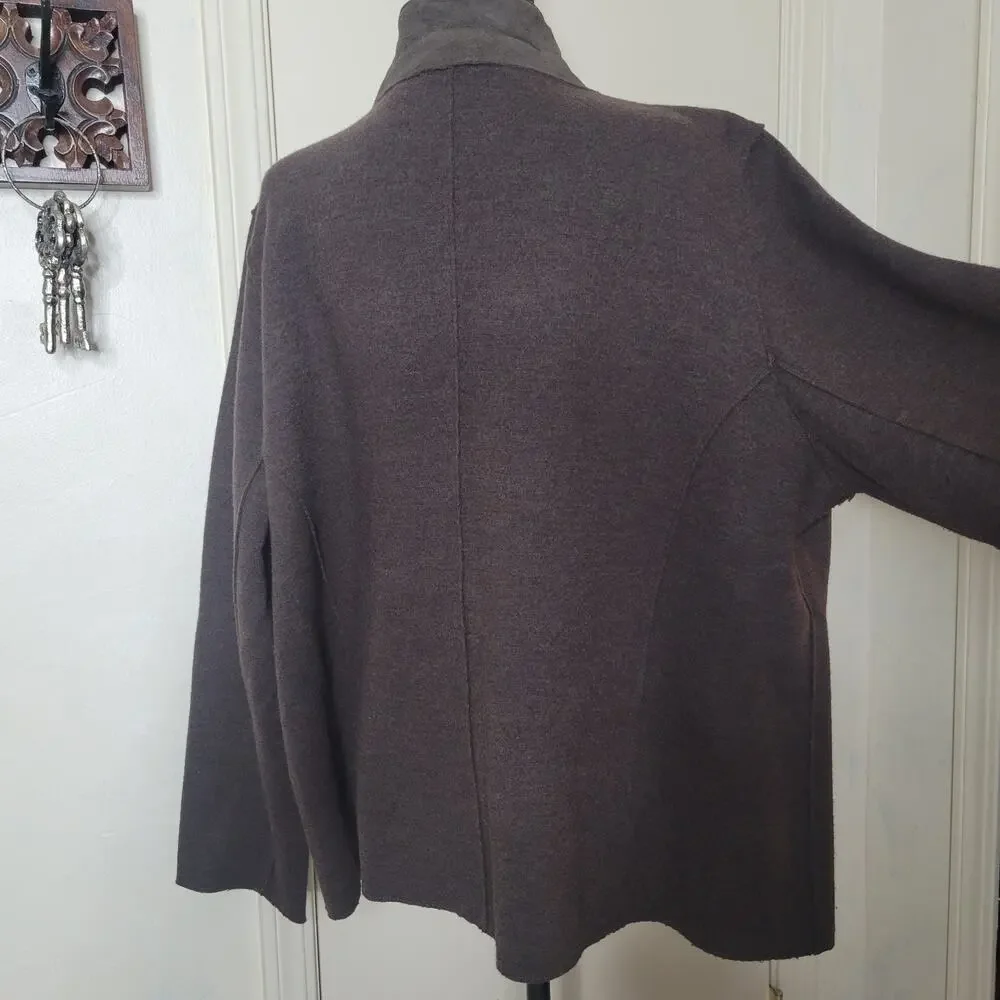 EILEEN FISHER Women Lamb Suede Merino Wool Felted Knit Blazer Jacket Shacket✨️2X